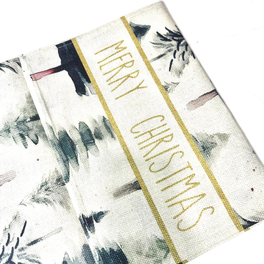 Merry Christmas Table Runner - Trees Themed Green/White - 73 in x 13.25in - Picture 4 of 6